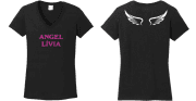 Angel névre szóló szárnyas kétoldalas egyedi grafikás női póló