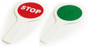 Kétoldalas forgalomirányító tárcsa STOP felirattal többféle kivitelben