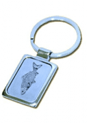 Gravírozott téglalap alakú fém kulcstartó egyedi szöveggel vagy logóval