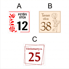 Házszámtábla színes design-nal fém vagy műanyag kivitelben