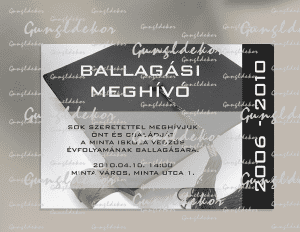 Meghívó egyoldalas diploma sapkás design-nal egyedi szöveggel nyomtatva