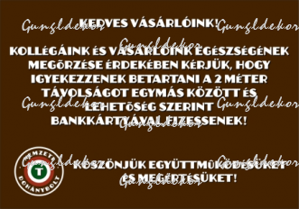 Kollégáink és vásárlóink egészsége érdekében tartsa a 2 méter távolságot! Nemzeti dohánybolt tábla matrica