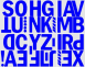 10 cm-es öntapadós betűcsomag, kék színben