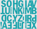 10 cm-es öntapadós betűcsomag, türkiz színben