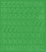 2 cm-es öntapadós számok, zöld színben