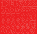 3 cm-es öntapadós számok, piros színben