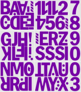 8 cm-es öntapadós betűk-szám csomag, lila színben