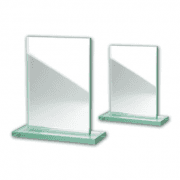 Üvegdíj BESE, sima üres téglalap alakú üveglap, talppal