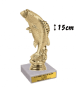 Figura horgász hal márványtalppal gravírtáblával 15cm FSE-624