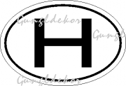 H betűs ovális matrica Belülről felragasztható matrica, fehér alapon sima fekete H
