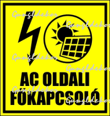 AC oldali főkapcsoló matrica tábla