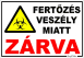 Fertőzés veszély miatt Zárva tábla matrica