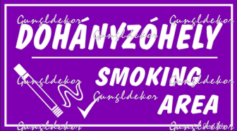 Dohányzóhely / Smoking area tábla matrica, lila színben