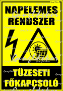 Napelemes rendszer tűzeseti főkapcsoló tábla matrica