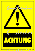 Achtung (figyelem) figyelmeztető tábla matrica