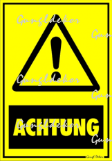 Achtung (figyelem) figyelmeztető tábla matrica