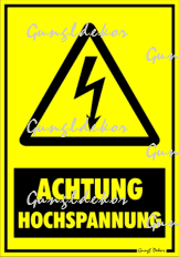 Achtung hochspannung (vigyázat magas feszültség) figyelmeztető tábla matrica