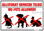 Állatokat behozni tilos! No pets allowed! Tábla matrica