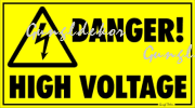 Danger high voltage (vigyázat magas feszültség) sárga tábla matrica