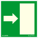 Utánvilágítós tábla, zöld háttér, jobboldalt levő ajtóra mutat nyíl