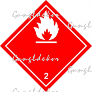 ADR 2.1 bárca Gyúlékony gázok piros alapon fehér, piros élére állított négyzet, tűz piktogrammal