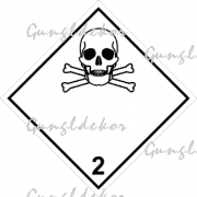 ADR 2.3 bárca Mérgező gázok, fehér élére állított négyzet, koponya piktogrammal