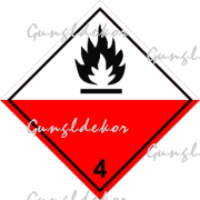 ADR 4.2 bárca Öngyulladásra hajlamos anyagok, fehér - piros élére állított négyzet, tűz piktogrammal