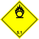 ADR 5.1 bárca Gyújtó hatású oxidáló anyagok, sárga élére állított négyzet, tűz piktogrammal