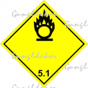 ADR 5.1 bárca Gyújtó hatású oxidáló anyagok, sárga élére állított négyzet, tűz piktogrammal