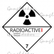 ADR 7A bárca Radioaktív anyagok, fehér élére állított négyzet, radioaktív piktogrammal