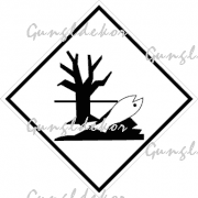 ADR Vízi környezetre veszélyes anyag bárca, halott fa és hal piktogram feketével