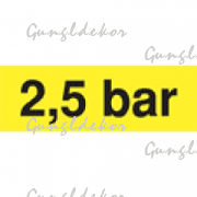 Szállítási jelzés, 2.5 bár, sárga alapon fekete felirat