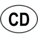 Szállítási jelzés, CD matrica, fehér ellipszisben CD felirat feketével