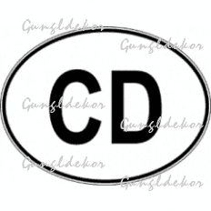 Szállítási jelzés, CD matrica, fehér ellipszisben CD felirat feketével
