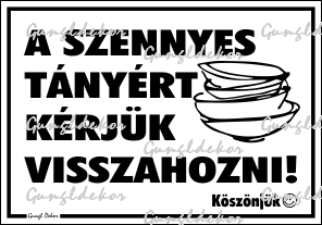 A szennyes tányért kérjük visszahozni piktogram tábla matrica