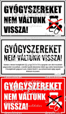 Gyógyszereket nem váltunk vissza! tábla matrica