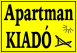 Apartman kiadó tábla matrica, sárga alapon fekete szöveg