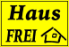 Haus frei tábla matrica, sárga alapon fekete szöveg