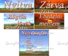 Kreatív nyitvatartásos táblák, mezőt témájú háttérrel