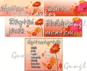 Kreatív nyitvatartásos táblák, narancs színű virágos háttérrel