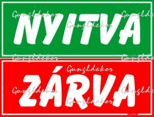Nyitva Zárva zöld piros kétoldalas forgatható tábla