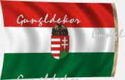 Magyar címeres hímzett selyemzászló